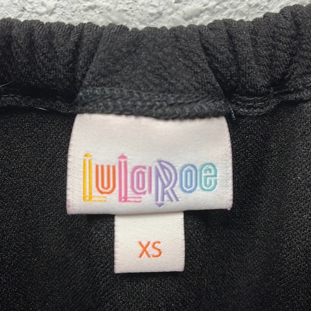 Lularoe Black Cici Dress XS Solid Off-Shoulder Ruffle Stretch Knit - Picture 5 of 8